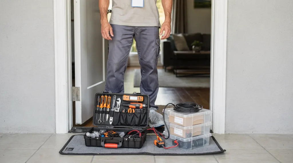 Sharing the model number and the issue in advance lets the technician arrive