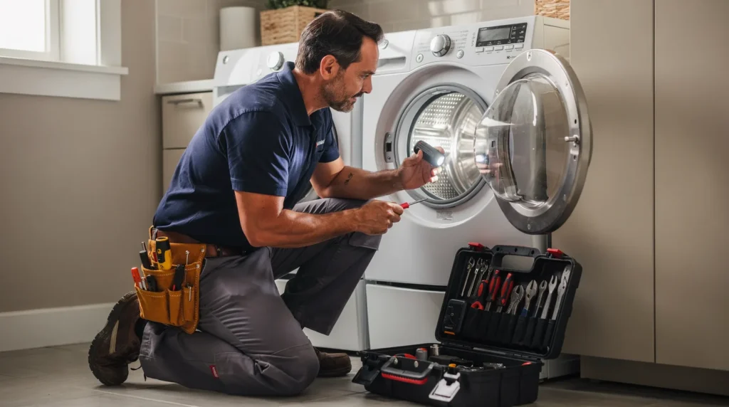Technicians service refrigerators, washers, dryers, dishwashers, and ovens using O.E.M. parts for lasting repairs